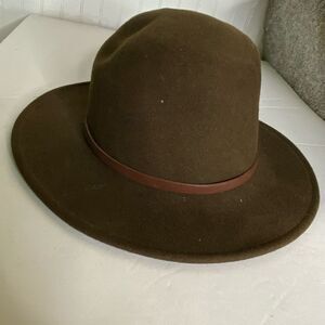 EMS lite felt wool fedora cowboy western hat brown leather strap boho medium